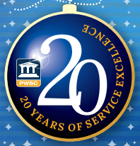 PWSC 20 year holiday ornament logo